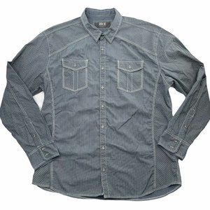 BKE Shirt Men XXL Athletic Fit Blue Dot Print Western Metal Buttons Cotton Blend